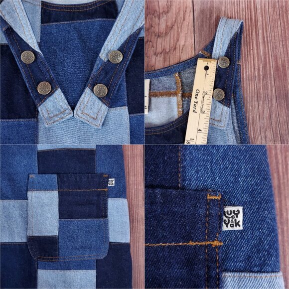 Lucy & Yak Womens Size 4 Layla Denim Dress in Paige Patchwork Blue Cotton Rare - Picture 10 of 16